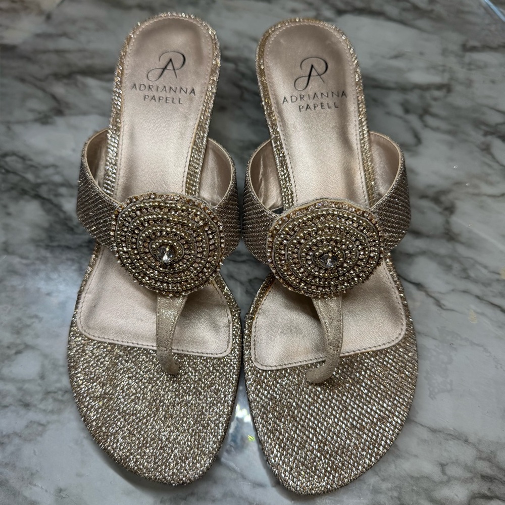 Glitter & Glam Golden Wedge Sandals by Andrea Papell - Size 8.5